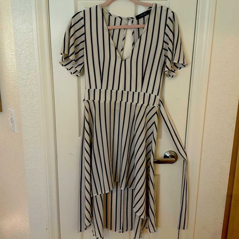 White dress with black stripes!